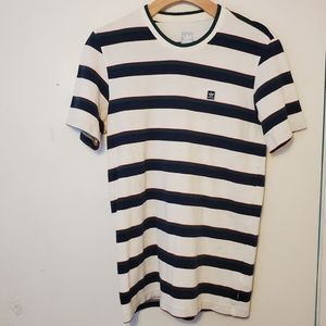 Adidas Skateboarding Strpied Tee Men's Small White/ Navy/ Green